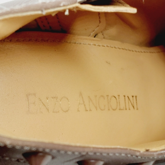 Enzo Angiolini Eapresly Brown Leather Stiletto Heels Studs Ankle Bootie E398 - Picture 9 of 15